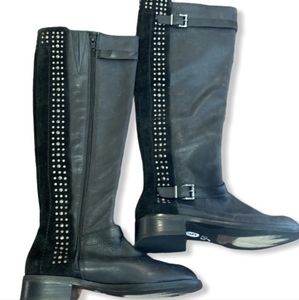 Black leather & suede, studded boots with zipper.Jessica Simpson.Size 5. Winter.